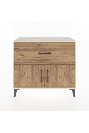 Arges Şifonyer Tek Raflı Tek Çekmeceli 2 Kapaklı 88x30x80 Aytaşı-Çam