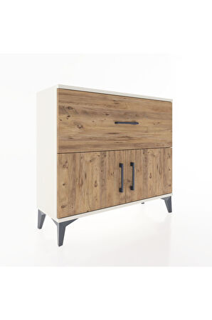 Arges Şifonyer Tek Raflı Tek Çekmeceli 2 Kapaklı 88x30x80 Aytaşı-Çam