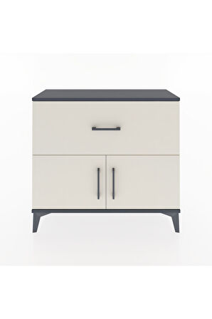 Arges Şifonyer Tek Raflı Tek Çekmeceli 2 Kapaklı 88x30x80 Antrasit-Aytaşı