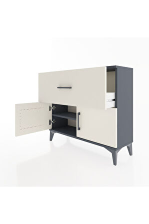 Arges Şifonyer Tek Raflı Tek Çekmeceli 2 Kapaklı 88x30x80 Antrasit-Aytaşı