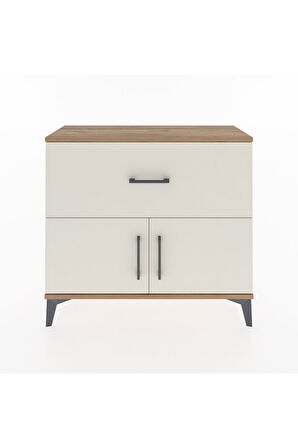 Arges Şifonyer Tek Raflı Tek Çekmeceli 2 Kapaklı 88x30x80 Çam-Aytaşı
