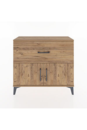 Arges Şifonyer Tek Raflı Tek Çekmeceli 2 Kapaklı 88x30x80 Çam-Çam