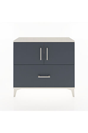Arges Şifonyer 2 Raflı Tek Çekmeceli 2 Kapaklı 88x30x80 Aytaşı-Antrasit