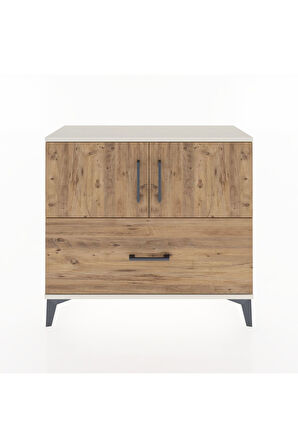 Arges Şifonyer 2 Raflı Tek Çekmeceli 2 Kapaklı 88x30x80 Aytaşı-Çam