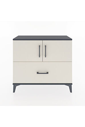 Arges Şifonyer 2 Raflı Tek Çekmeceli 2 Kapaklı 88x30x80 Antrasit-Aytaşı
