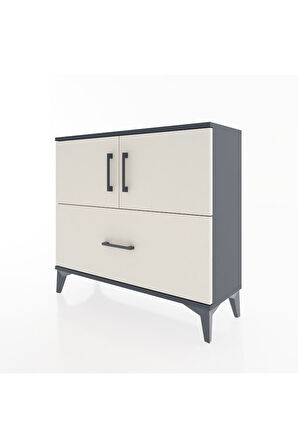 Arges Şifonyer 2 Raflı Tek Çekmeceli 2 Kapaklı 88x30x80 Antrasit-Aytaşı