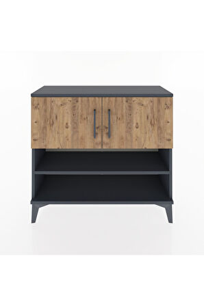 Arges Şifonyer 3 Raflı 2 Kapaklı 88x30x80 Antrasit-Çam