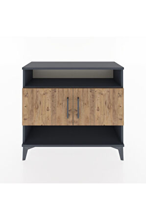 Arges Şifonyer 3 Raflı 2 Kapaklı 88x30x80 Antrasit-Çam