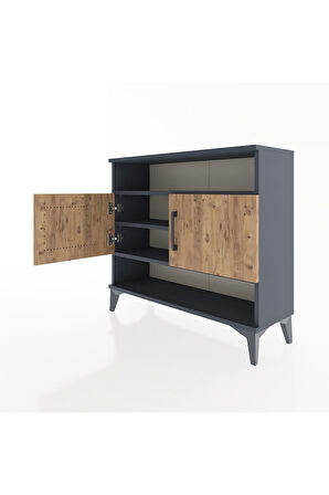 Arges Şifonyer 3 Raflı 2 Kapaklı 88x30x80 Antrasit-Çam