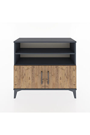 Arges Şifonyer 3 Raflı 2 Kapaklı 88x30x80 Antrasit-Çam