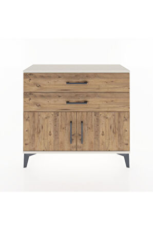 Arges Şifonyer Tek Raflı 2 Çekmeceli 2 Kapaklı 88x30x80 Aytaşı-Çam