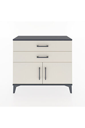 Arges Şifonyer Tek Raflı 2 Çekmeceli 2 Kapaklı 88x30x80 Antrasit-Aytaşı