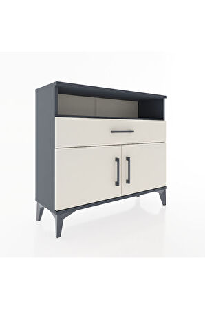 Arges Şifonyer 2 Raflı Tek Çekmeceli 2 Kapaklı 88x30x80 Antrasit-Aytaşı