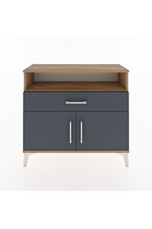 Arges Şifonyer 2 Raflı Tek Çekmeceli 2 Kapaklı 88x30x80 Çam-Antrasit