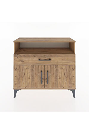 Arges Şifonyer 2 Raflı Tek Çekmeceli 2 Kapaklı 88x30x80 Çam-Çam
