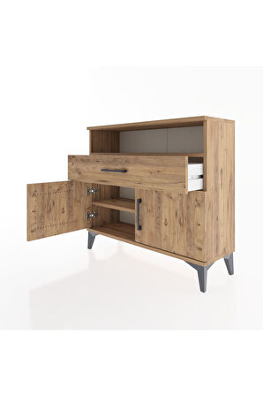 Arges Şifonyer 2 Raflı Tek Çekmeceli 2 Kapaklı 88x30x80 Çam-Çam