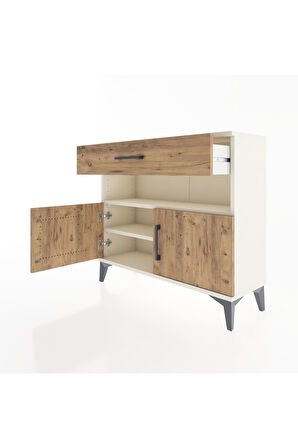 Arges Şifonyer 2 Raflı Tek Çekmeceli 2 Kapaklı 88x30x80 Aytaşı-Çam