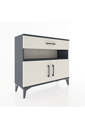 Arges Şifonyer 2 Raflı Tek Çekmeceli 2 Kapaklı 88x30x80 Antrasit-Aytaşı