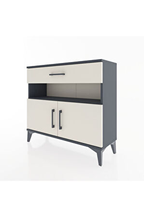 Arges Şifonyer 2 Raflı Tek Çekmeceli 2 Kapaklı 88x30x80 Antrasit-Aytaşı