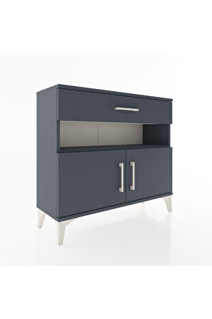 Arges Şifonyer 2 Raflı Tek Çekmeceli 2 Kapaklı 88x30x80 Antrasit-Antrasit