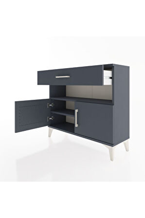 Arges Şifonyer 2 Raflı Tek Çekmeceli 2 Kapaklı 88x30x80 Antrasit-Antrasit