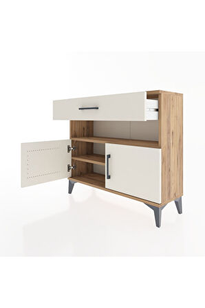 Arges Şifonyer 2 Raflı Tek Çekmeceli 2 Kapaklı 88x30x80 Çam-Aytaşı