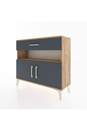 Arges Şifonyer 2 Raflı Tek Çekmeceli 2 Kapaklı 88x30x80 Çam-Antrasit