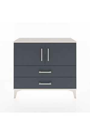 Arges Şifonyer 2 Raflı 2 Çekmeceli 2 Kapaklı 88x30x80 Aytaşı-Antrasit