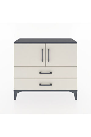 Arges Şifonyer 2 Raflı 2 Çekmeceli 2 Kapaklı 88x30x80 Antrasit-Aytaşı