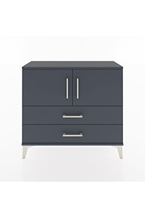 Arges Şifonyer 2 Raflı 2 Çekmeceli 2 Kapaklı 88x30x80 Antrasit-Antrasit