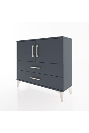 Arges Şifonyer 2 Raflı 2 Çekmeceli 2 Kapaklı 88x30x80 Antrasit-Antrasit