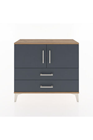 Arges Şifonyer 2 Raflı 2 Çekmeceli 2 Kapaklı 88x30x80 Çam-Antrasit
