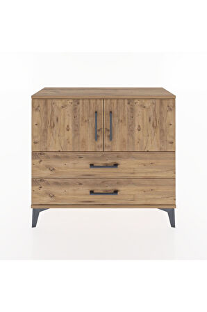 Arges Şifonyer 2 Raflı 2 Çekmeceli 2 Kapaklı 88x30x80 Çam-Çam