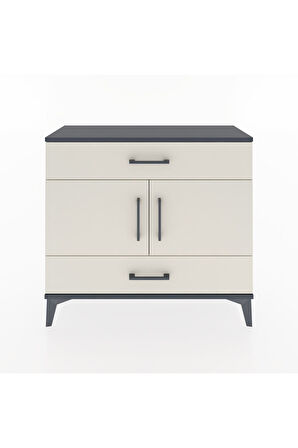 Arges Şifonyer 2 Raflı 2 Çekmeceli 2 Kapaklı 88x30x80 Antrasit-Aytaşı