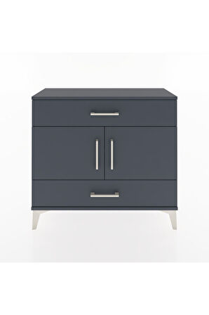 Arges Şifonyer 2 Raflı 2 Çekmeceli 2 Kapaklı 88x30x80 Antrasit-Antrasit