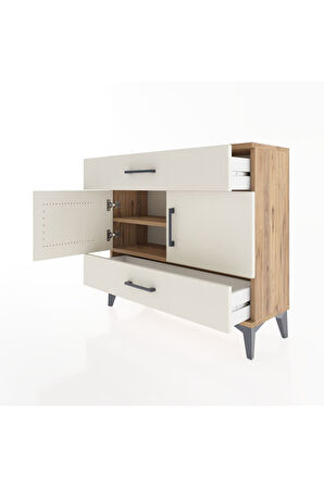 Arges Şifonyer 2 Raflı 2 Çekmeceli 2 Kapaklı 88x30x80 Çam-Aytaşı
