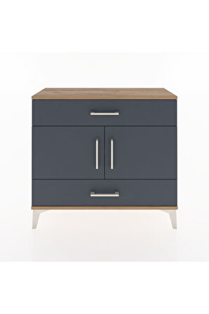 Arges Şifonyer 2 Raflı 2 Çekmeceli 2 Kapaklı 88x30x80 Çam-Antrasit