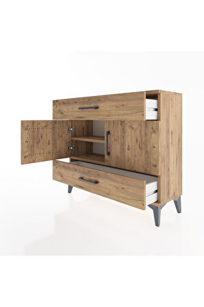 Arges Şifonyer 2 Raflı 2 Çekmeceli 2 Kapaklı 88x30x80 Çam-Çam