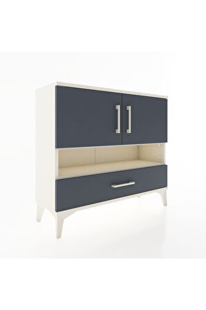 Arges Şifonyer 3 Raflı Tek Çekmeceli 2 Kapaklı 88x30x80 Aytaşı-Antrasit
