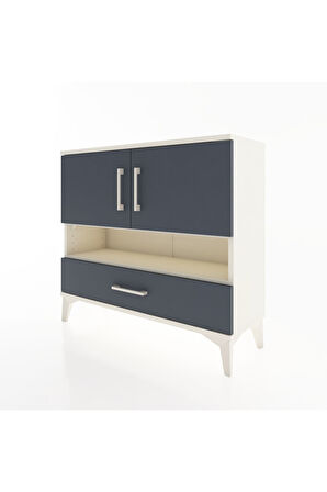 Arges Şifonyer 3 Raflı Tek Çekmeceli 2 Kapaklı 88x30x80 Aytaşı-Antrasit
