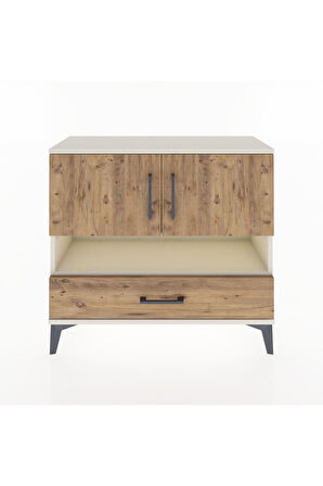 Arges Şifonyer 3 Raflı Tek Çekmeceli 2 Kapaklı 88x30x80 Aytaşı-Çam