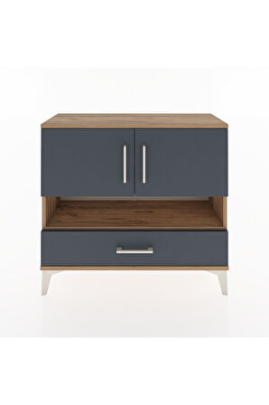 Arges Şifonyer 3 Raflı Tek Çekmeceli 2 Kapaklı 88x30x80 Çam-Antrasit