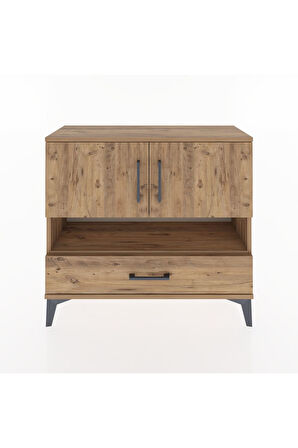 Arges Şifonyer 3 Raflı Tek Çekmeceli 2 Kapaklı 88x30x80 Çam-Çam