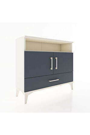 Arges Şifonyer 3 Raflı Tek Çekmeceli 2 Kapaklı 88x30x80 Aytaşı-Antrasit