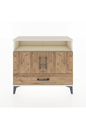 Arges Şifonyer 3 Raflı Tek Çekmeceli 2 Kapaklı 88x30x80 Aytaşı-Çam