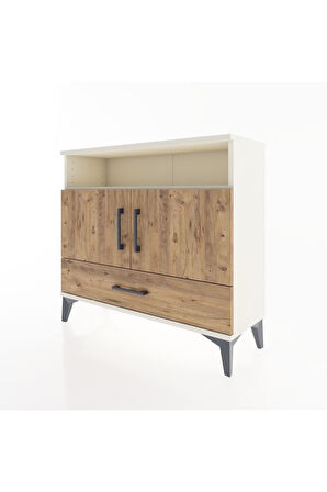 Arges Şifonyer 3 Raflı Tek Çekmeceli 2 Kapaklı 88x30x80 Aytaşı-Çam