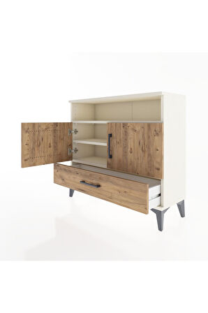 Arges Şifonyer 3 Raflı Tek Çekmeceli 2 Kapaklı 88x30x80 Aytaşı-Çam