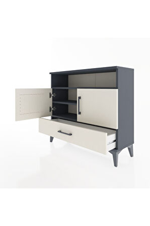Arges Şifonyer 3 Raflı Tek Çekmeceli 2 Kapaklı 88x30x80 Antrasit-Aytaşı