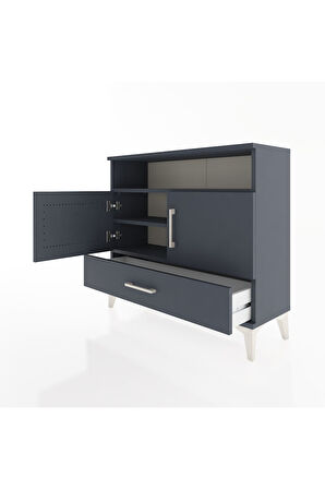 Arges Şifonyer 3 Raflı Tek Çekmeceli 2 Kapaklı 88x30x80 Antrasit-Antrasit