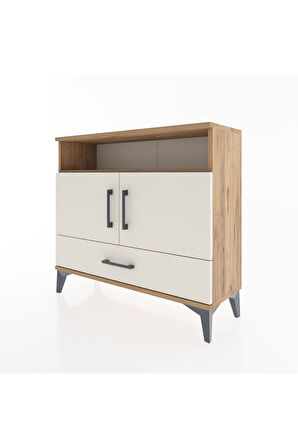 Arges Şifonyer 3 Raflı Tek Çekmeceli 2 Kapaklı 88x30x80 Çam-Aytaşı